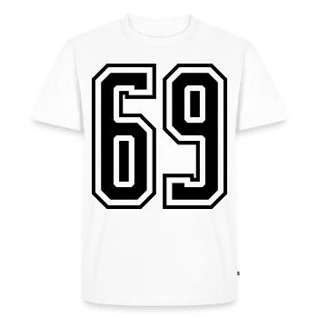 69 Numéro de numéro - T-shirt Premium bio Homme - blanc - Devant - Nico (187cm)