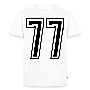 77 Numéro de numéro - T-shirt Premium bio Homme - blanc - Devant - Nico (187cm)