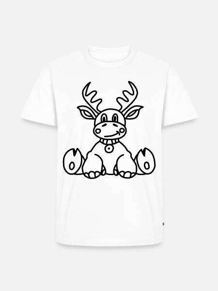 Weihnachten Zeichnung Elch - Männer Premium Bio T-Shirt - Weiß
