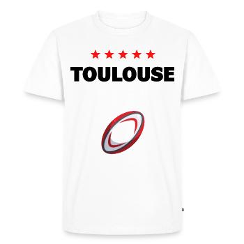Toulouse rugby 5 étoiles champion cadeau - T-shirt Premium bio Homme - blanc - Devant - Nico (187cm)