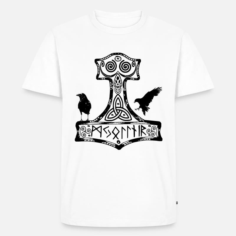 hammer thor Raben - Männer Premium Bio T-Shirt - Weiß