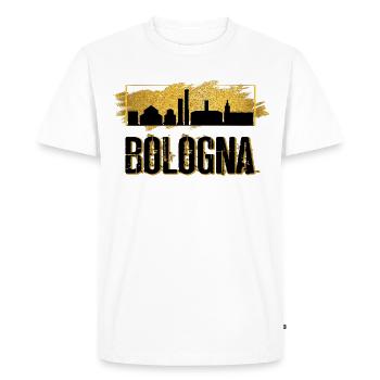 Bologna Italie Ville Skyline Patrie Amour Gold - T-shirt Premium bio Homme - blanc - Devant - Nico (187cm)
