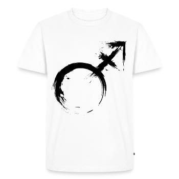 Homme transgenre Androgyne Vénus et Mars - T-shirt Premium bio Homme - blanc - Devant - Nico (187cm)
