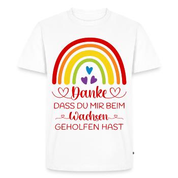 Boho Regenbogen bunt Danke sagen Kita Kindergarten - Männer Premium Bio T-Shirt - Weiß - Vorne - Nico (187cm)