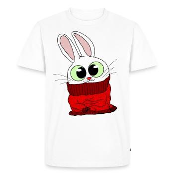 Tshirt Lapin moelleux en pull moelleux - T-shirt Premium bio Homme - blanc - Devant - Nico (187cm)