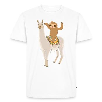 Sweet Sloth Rides Alpaca Lama Animal Gift - Men's Premium Organic T-Shirt - white - Front - Nico (187cm)