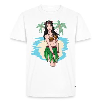 Hawaïenne fille sexy vacances Fantasy Sexe Érotique - T-shirt Premium bio Homme - blanc - Devant - Nico (187cm)