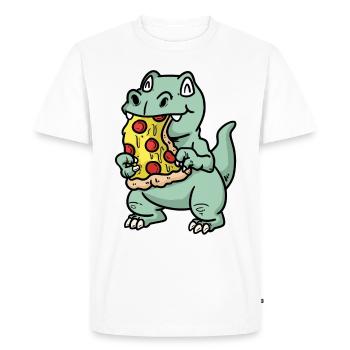 Kawaii Dino Pizza Fantasy Kids Food Comic - Men's Premium Organic T-Shirt - white - Front - Nico (187cm)