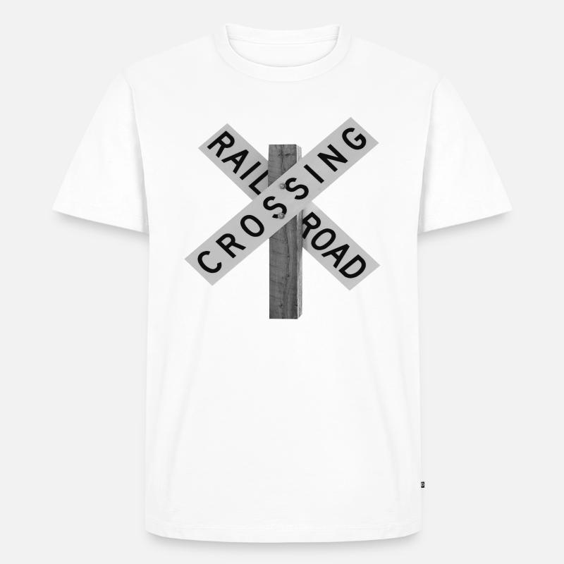 Railroad crossing eisenbahn - Männer Premium Bio T-Shirt - Weiß