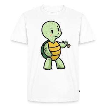 Little Turtle with Pipe Animals Fantasy - Men's Premium Organic T-Shirt - white - Front - Nico (187cm)