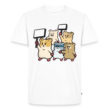 Grand hamster de protestation de manifestation animaux fantastique - T-shirt Premium bio Homme - blanc - Devant - Nico (187cm)