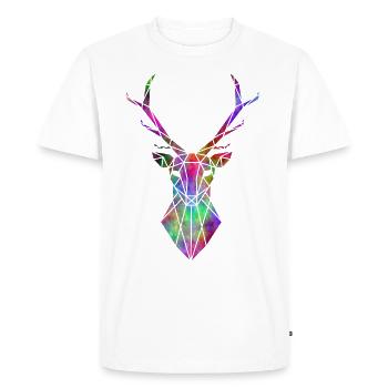 Cerf psychédélique géométrique - T-shirt Premium bio Homme - blanc - Devant - Nico (187cm)