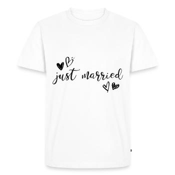 Just Married - Mariage - Dire - Cool - Coeur - T-shirt Premium bio Homme - blanc - Devant - Nico (187cm)