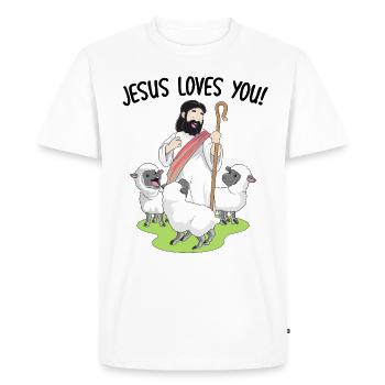 Jésus t'aime! - T-shirt Premium bio Homme - blanc - Devant - Nico (187cm)