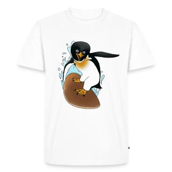 Idée cadeau Pingouin Surfer pour Pingouins et Patineurs - T-shirt Premium bio Homme - blanc - Devant - Nico (187cm)