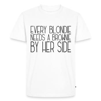 Blonde Brune copines Blonde Brownie - T-shirt Premium bio Homme - blanc - Devant - Nico (187cm)