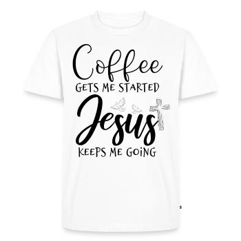 Café et jésus - T-shirt Premium bio Homme - blanc - Devant - Nico (187cm)