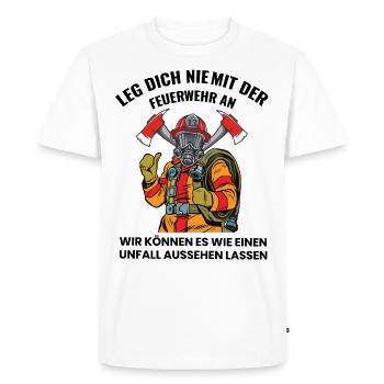Firefighter Fire Brigade Slogan - Men's Premium Organic T-Shirt - white - Front - Nico (187cm)