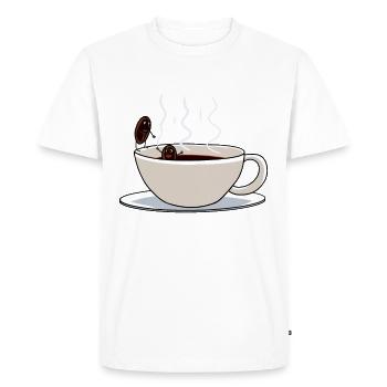 Café Café Coffeeshop Matin Drama Sauveur - T-shirt Premium bio Homme - blanc - Devant - Nico (187cm)