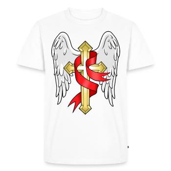 Cross Christians Jesus Gift Religion Pope - Men's Premium Organic T-Shirt - white - Front - Nico (187cm)
