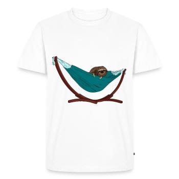 Sloth in hammock Gift idea for children - Men's Premium Organic T-Shirt - white - Front - Nico (187cm)