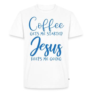 Café et Jésus Chrétien Idées Cadeaux - T-shirt Premium bio Homme - blanc - Devant - Nico (187cm)