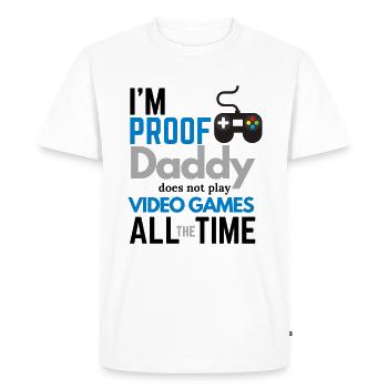 Daddy Videogame Gamer Gaming Gamepad joueur de jeu - T-shirt Premium bio Homme - blanc - Devant - Nico (187cm)