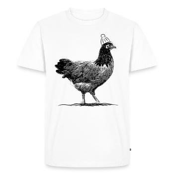Drôle de poulets d’avant-garde illustration casquette - T-shirt Premium bio Homme - blanc - Devant - Nico (187cm)