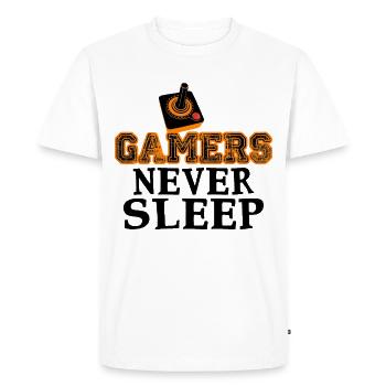 Gamers never sleep Funny Gaming Shirt - Men's Premium Organic T-Shirt - white - Front - Nico (187cm)