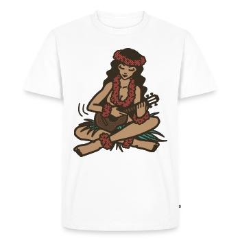Hula girl with ukulele - Men's Premium Organic T-Shirt - white - Front - Nico (187cm)
