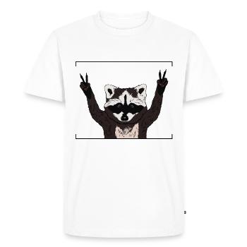Idée cadeau visage de raton laveur de la paix pour heureux - T-shirt Premium bio Homme - blanc - Devant - Nico (187cm)