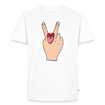Le sexe oral léchant la langue signe des doigts - T-shirt Premium bio Homme - blanc - Devant - Nico (187cm)