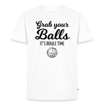Grab your balls - its boule time or petanque - Men's Premium Organic T-Shirt - white - Front - Nico (187cm)