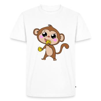 Singe Singes avec Biscuits Animaux Enfants Bébé XMAS - T-shirt Premium bio Homme - blanc - Devant - Nico (187cm)