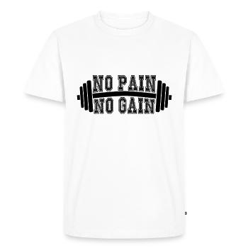NO PAIN NO GAIN - GYM MOTIVATION - T-shirt Premium bio Homme - blanc - Devant - Nico (187cm)