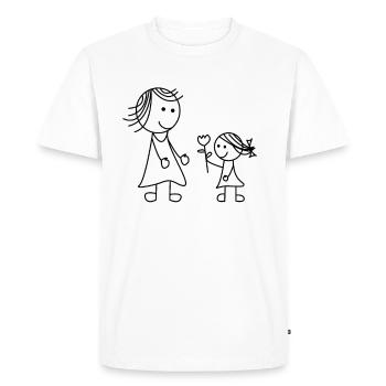 Maman MamanMa mère Fleur Fille Enfant Merci - T-shirt Premium bio Homme - blanc - Devant - Nico (187cm)