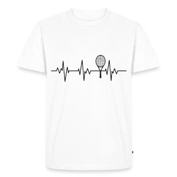 Heartbeat Tennis Joueur de tennis passion ECG - T-shirt Premium bio Homme - blanc - Devant - Nico (187cm)