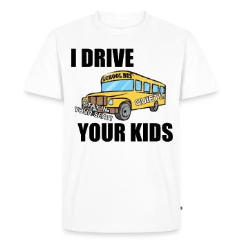 Bus scolaire Chauffeur de bus - T-shirt Premium bio Homme - blanc - Devant - Nico (187cm)