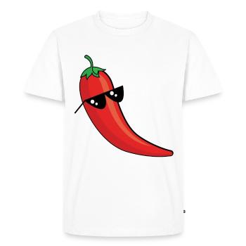 Chili pepper with sunglasses Fruit Vegetables Fruits - Men's Premium Organic T-Shirt - white - Front - Nico (187cm)