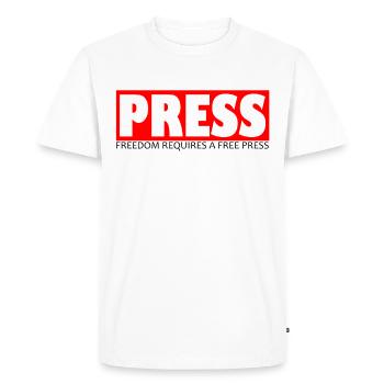 Free Press gift for journalists and reporters - Men's Premium Organic T-Shirt - white - Front - Nico (187cm)