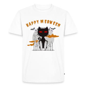 Halloween Party Outfit - Funny Cat Motive - Men's Premium Organic T-Shirt - white - Front - Nico (187cm)