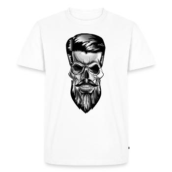 Crâne, crâne en style boutique de coiffeur - T-shirt Premium bio Homme - blanc - Devant - Nico (187cm)