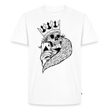Skeleton playing poker with ace of spades skull - Men's Premium Organic T-Shirt - white - Front - Nico (187cm)