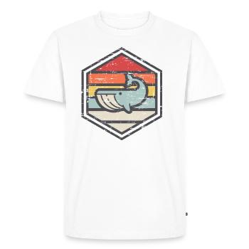 Retro Badge Whale Light - Men's Premium Organic T-Shirt - white - Front - Nico (187cm)