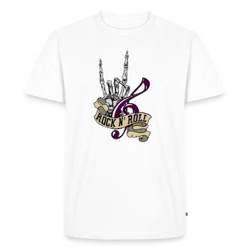 Rock and roll with skeleton and note gift idea - Men's Premium Organic T-Shirt - white - Front - Nico (187cm)