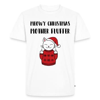 Cat Christmas Meow gift Christmas present - Men's Premium Organic T-Shirt - white - Front - Nico (187cm)