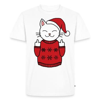 Idée de cadeau de Noël chat majeur Noël - T-shirt Premium bio Homme - blanc - Devant - Nico (187cm)