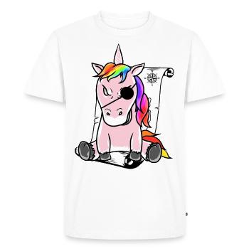 Fantasy Pirate Grim Evil Unicorn Treasure Map - Men's Premium Organic T-Shirt - white - Front - Nico (187cm)