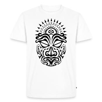Maori Polynesia Tribal Tattoo Mask Face - Men's Premium Organic T-Shirt - white - Front - Nico (187cm)