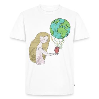 Mère Terre Mère Terre Plante Monde Amour - T-shirt Premium bio Homme - blanc - Devant - Nico (187cm)